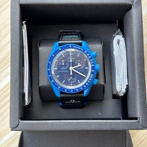 Omega Men's Blue and Black Watch
